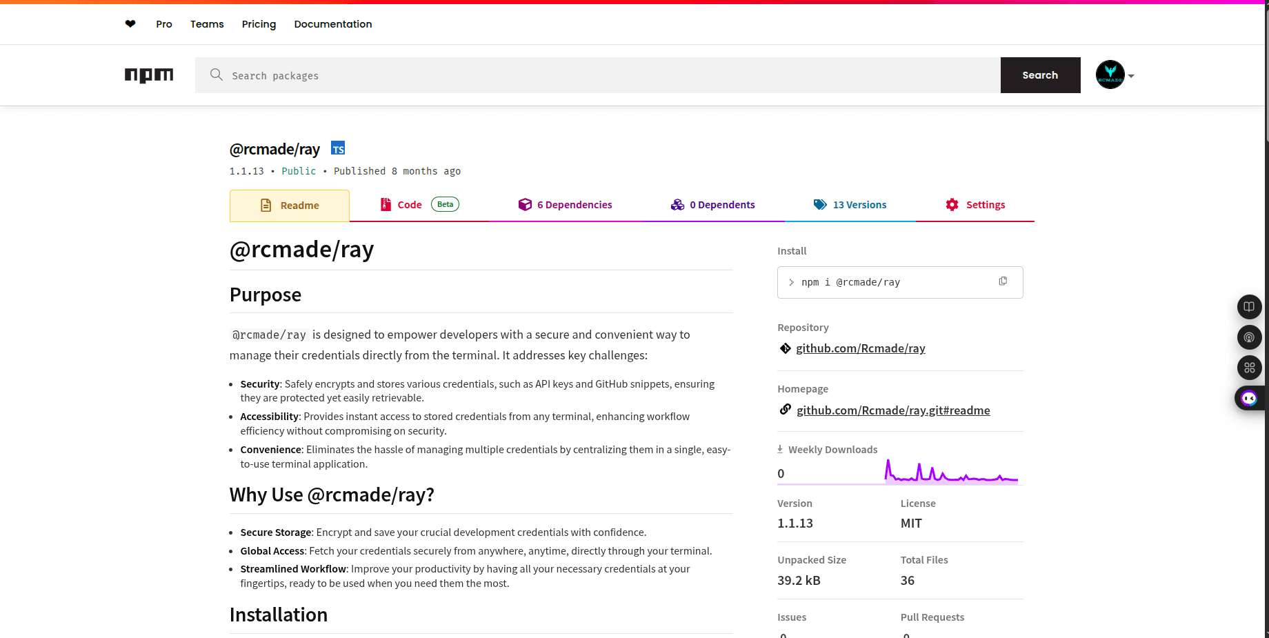 @rcmade/ray - Secure CLI Credential Manager